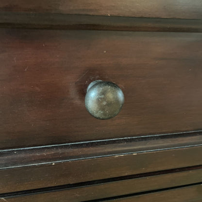 1990's Pottery Barn Dark Wood 8 Drawer Lowboy Dresser