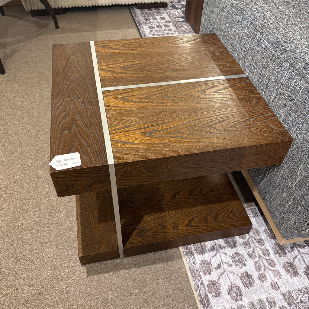 Marconi Copenhagen Walnut & Brushed Aluminum Square Side Table C SIDE TABLES