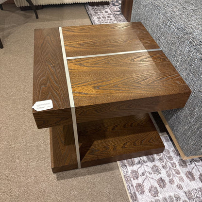 Marconi Copenhagen Walnut & Brushed Aluminum Square Side Table C SIDE TABLES