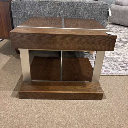 Marconi Copenhagen Walnut & Brushed Aluminum Square Side Table C SIDE TABLES