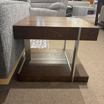 Marconi Copenhagen Walnut & Brushed Aluminum Square Side Table C SIDE TABLES