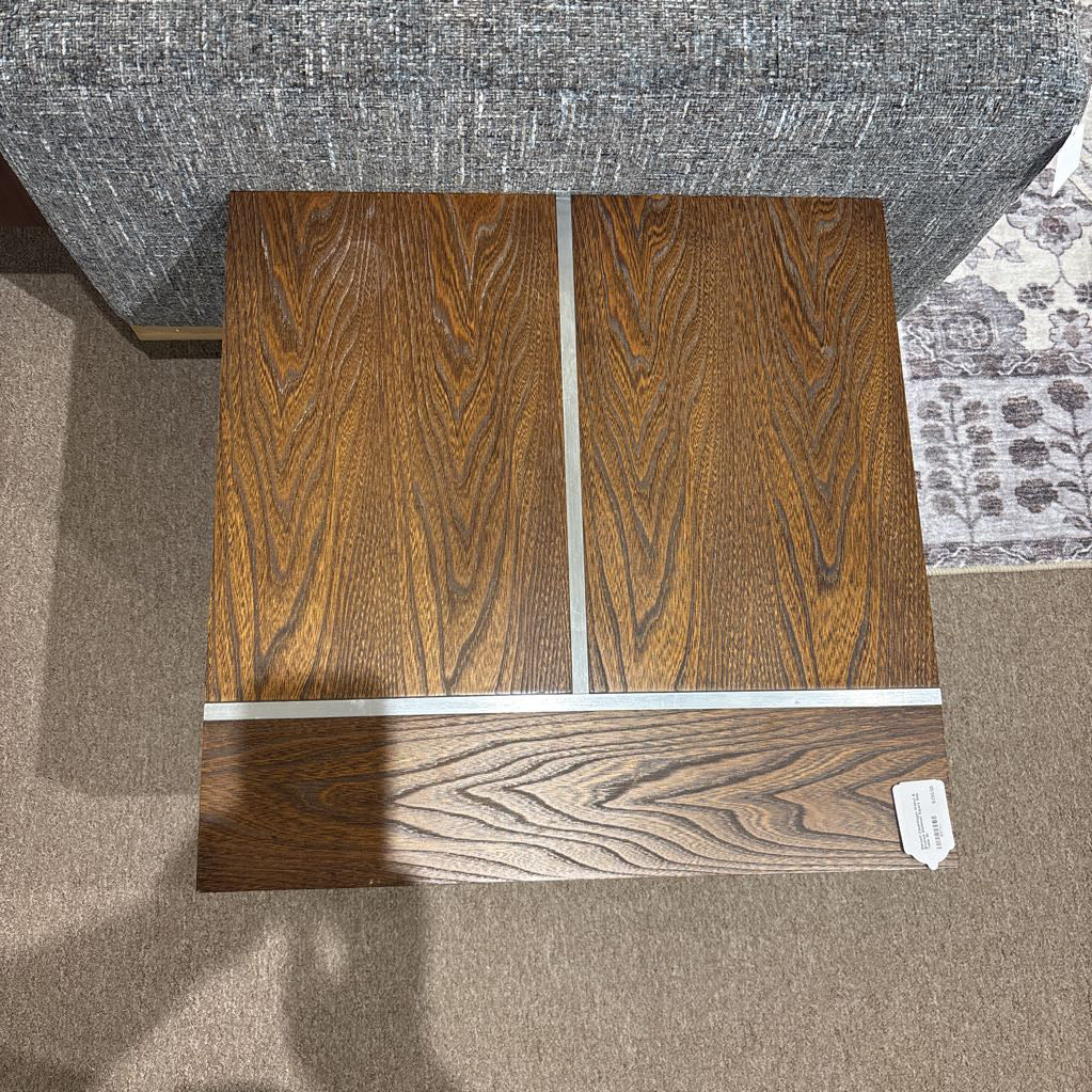 Marconi Copenhagen Walnut & Brushed Aluminum Square Side Table C SIDE TABLES