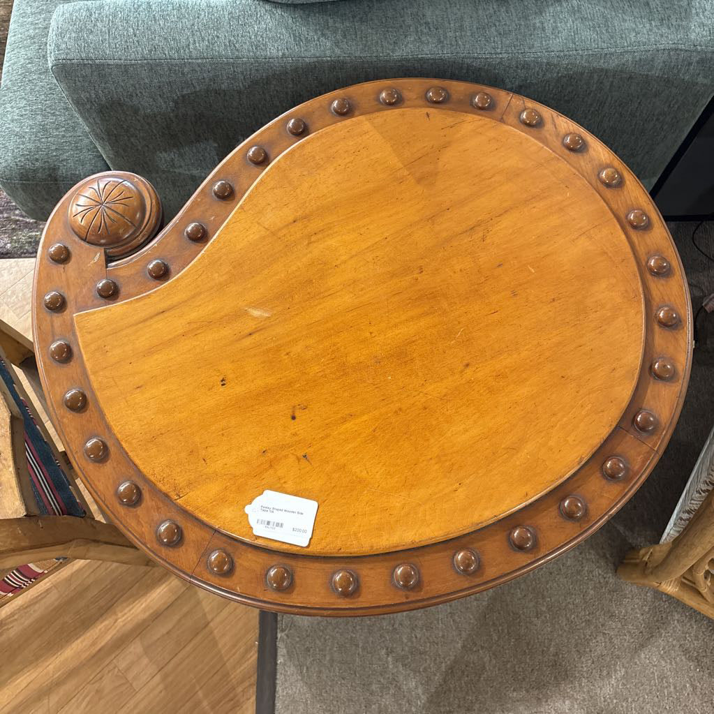 Paisley Shaped Wooden Side Table