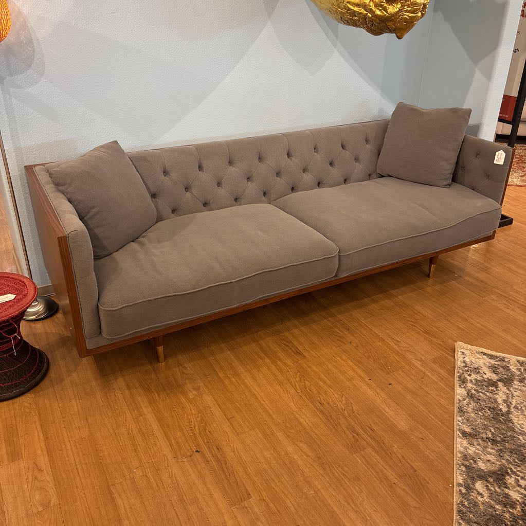 Woodrow Wood Wrapped Grey Sofa by Kardiel U SOFAS