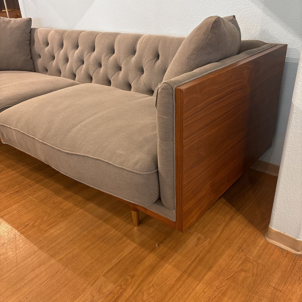 Woodrow Wood Wrapped Grey Sofa by Kardiel U SOFAS