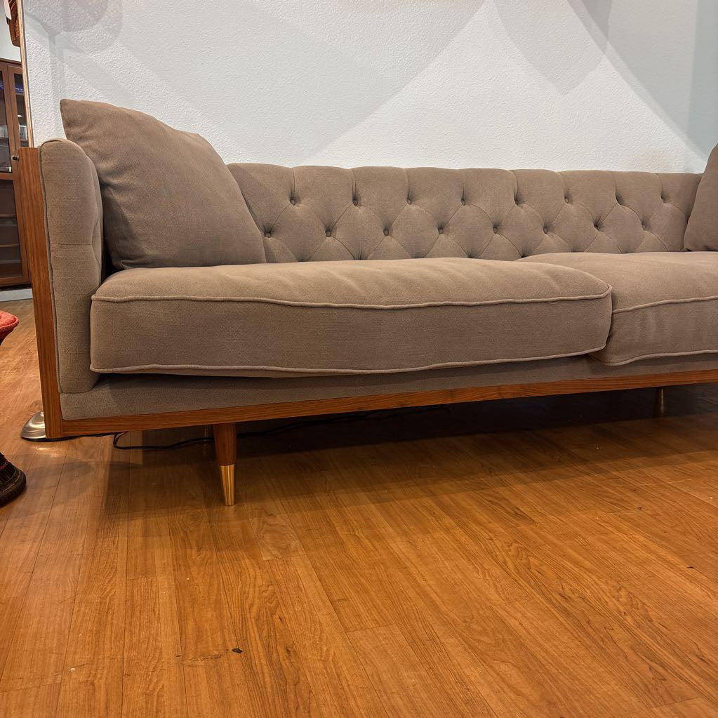 Woodrow Wood Wrapped Grey Sofa by Kardiel U SOFAS