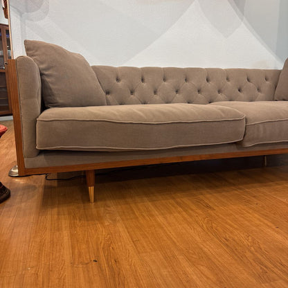 Woodrow Wood Wrapped Grey Sofa by Kardiel U SOFAS