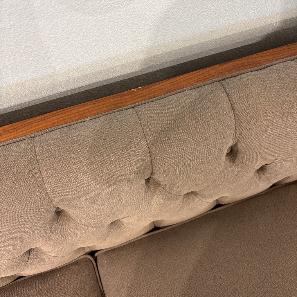 Woodrow Wood Wrapped Grey Sofa by Kardiel U SOFAS
