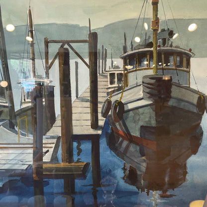 ORIGINAL DON MILETTE Tugboat Watercolor 1969