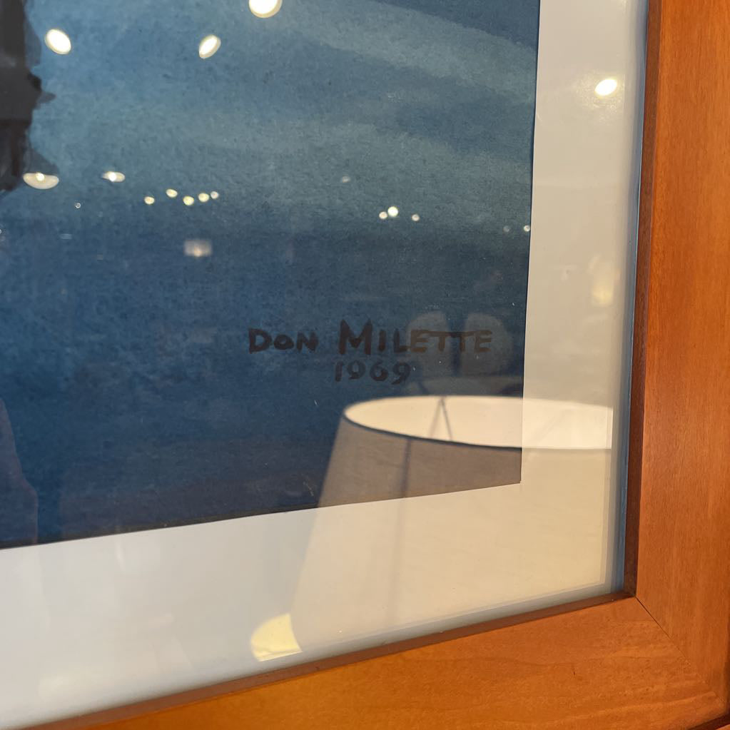 ORIGINAL DON MILETTE Tugboat Watercolor 1969