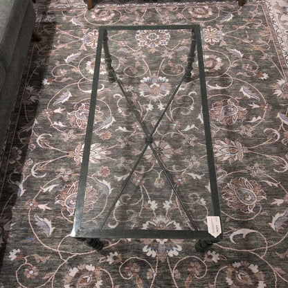 Glass Top Metal Bar Rectangular Side Table w/drawer