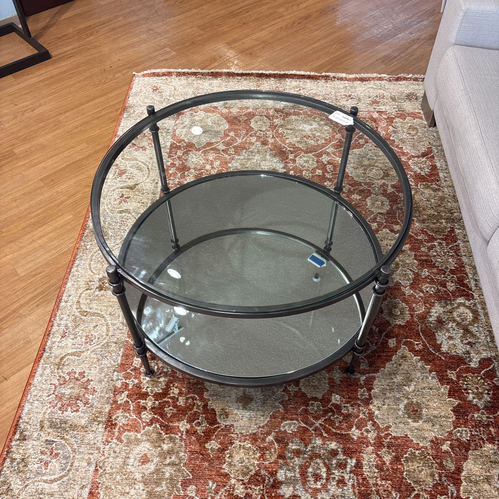 Industrial Glass Round side Table C SIDE TABLES