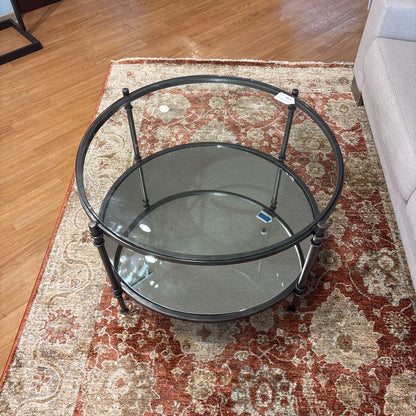 Industrial Glass Round side Table C SIDE TABLES