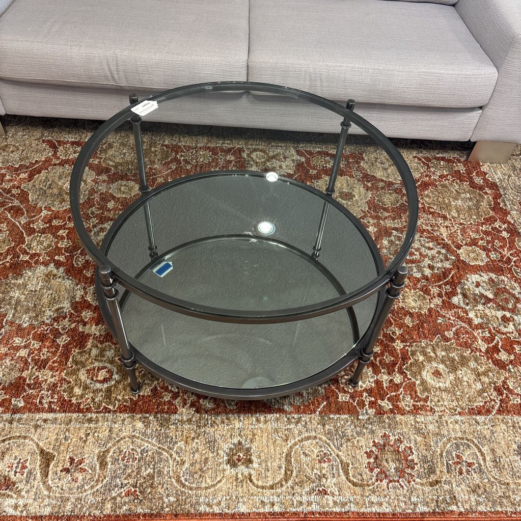 Industrial Glass Round side Table