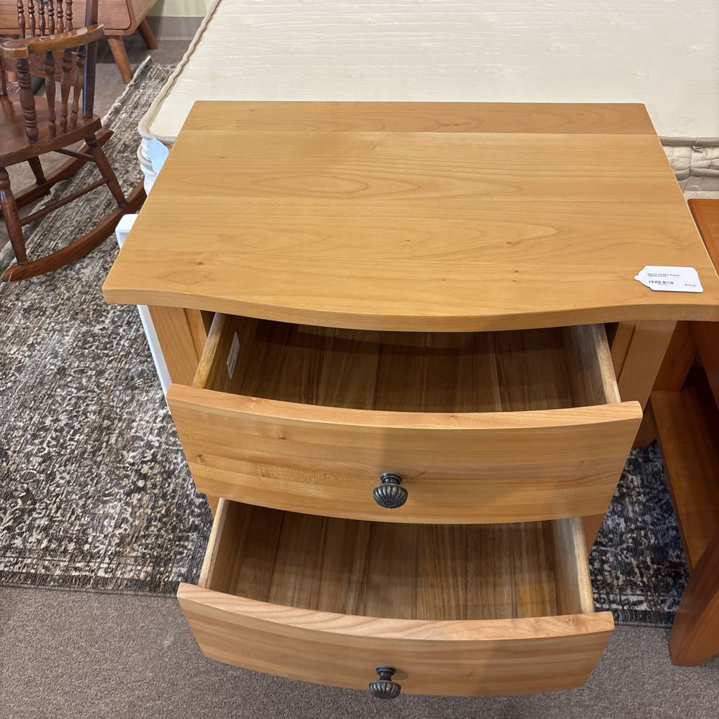 Natural Wood 2 Drawer Nightstand