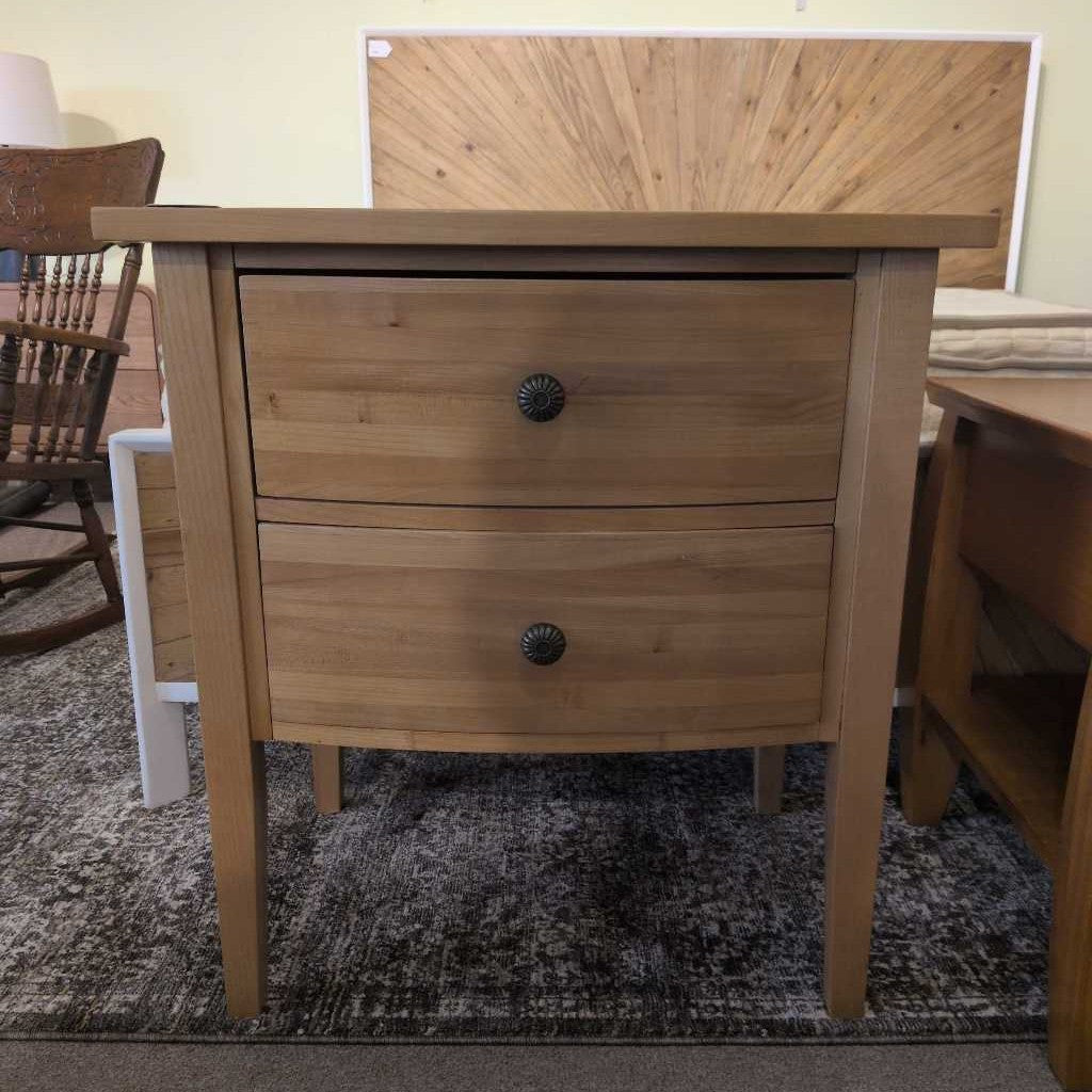 Natural Wood 2 Drawer Nightstand