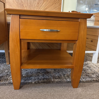 Natural Wood Drawer Nightstand