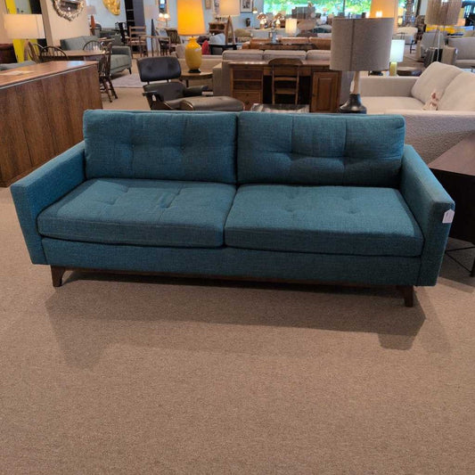 Teal Blue Tufted Sofa (AS IS)
