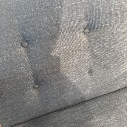 Blue Tufted Wood Frame Loveseat (AS IS)