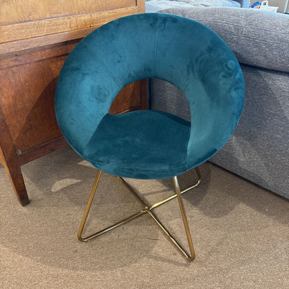 Teal Blue Brass Leg Accent Chair