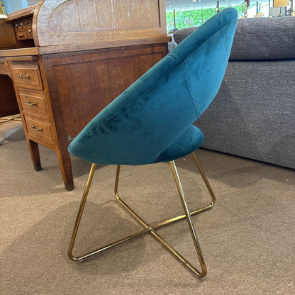 Teal Blue Brass Leg Accent Chair