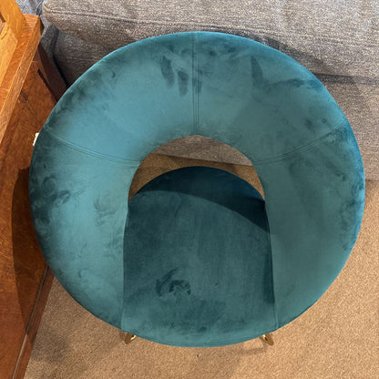 Teal Blue Brass Leg Accent Chair