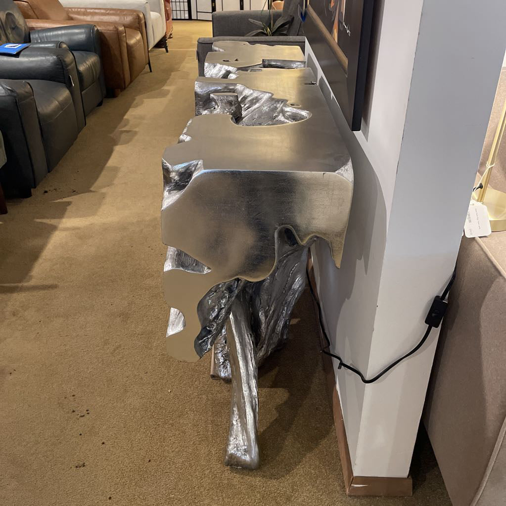 Silver Tree Trunk Console Table