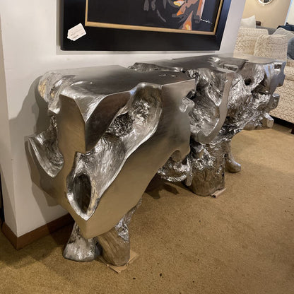 Silver Tree Trunk Console Table