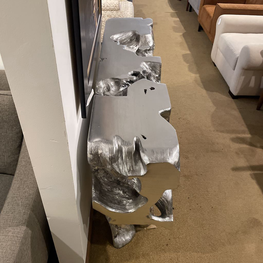Silver Tree Trunk Console Table