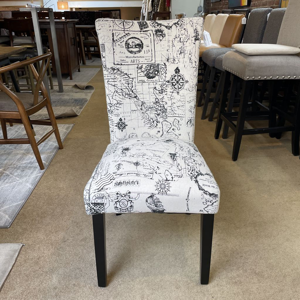 Black and White Map Print Dining Chair SET of 6