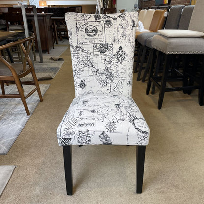 Black and White Map Print Dining Chair SET of 6