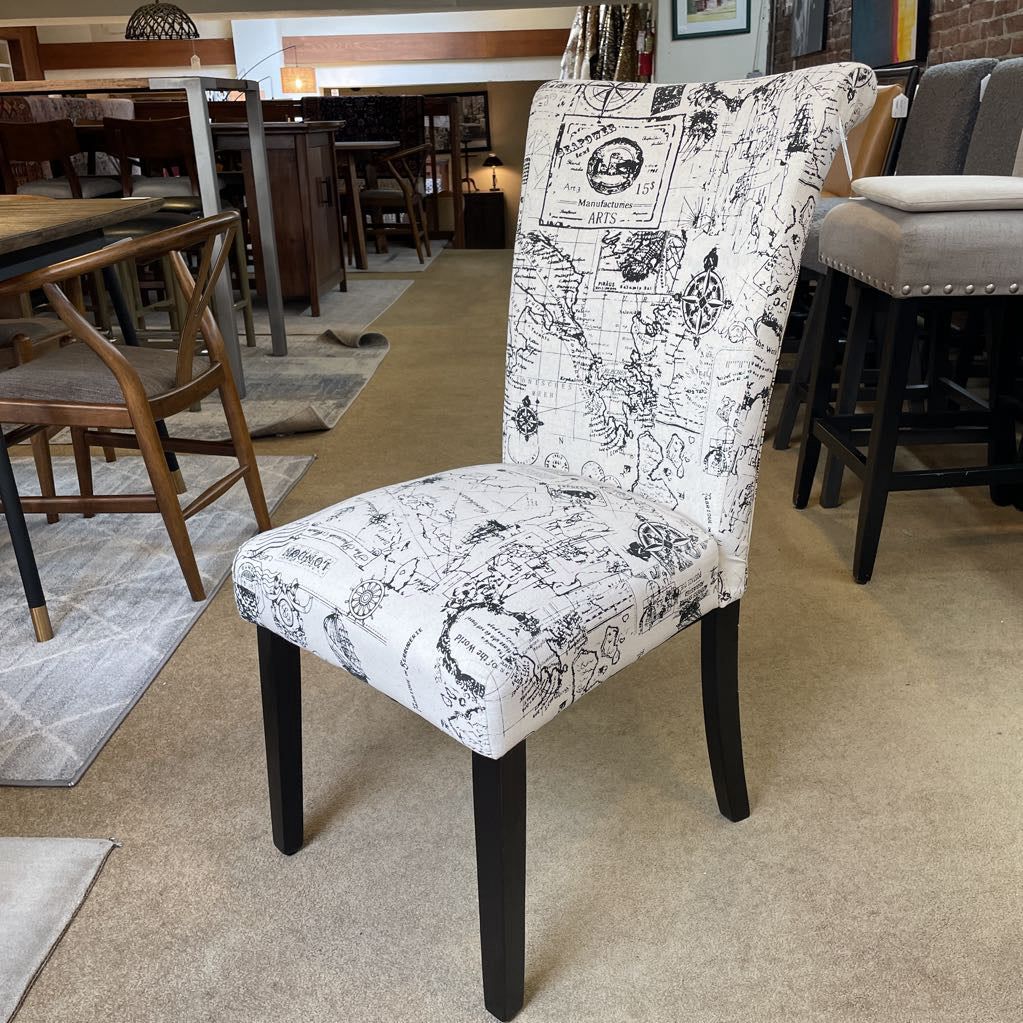 Black and White Map Print Dining Chair SET of 6