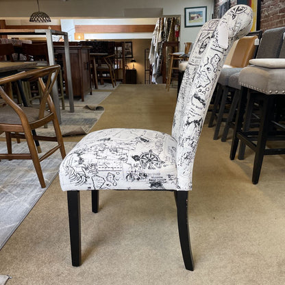 Black and White Map Print Dining Chair SET of 6