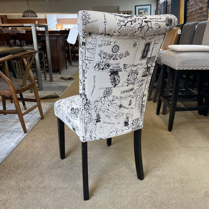 Black and White Map Print Dining Chair SET of 6