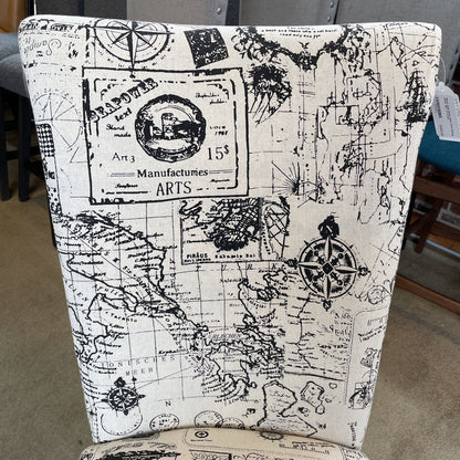 Black and White Map Print Dining Chair SET of 6