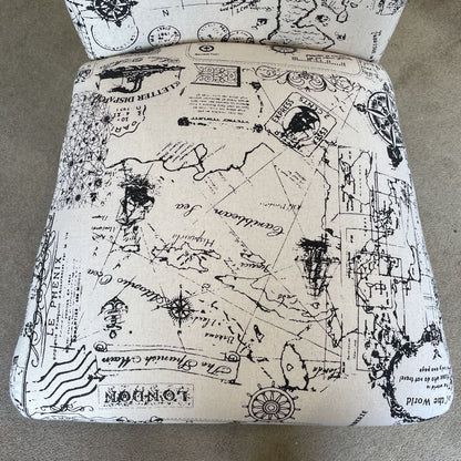 Black and White Map Print Dining Chair SET of 6