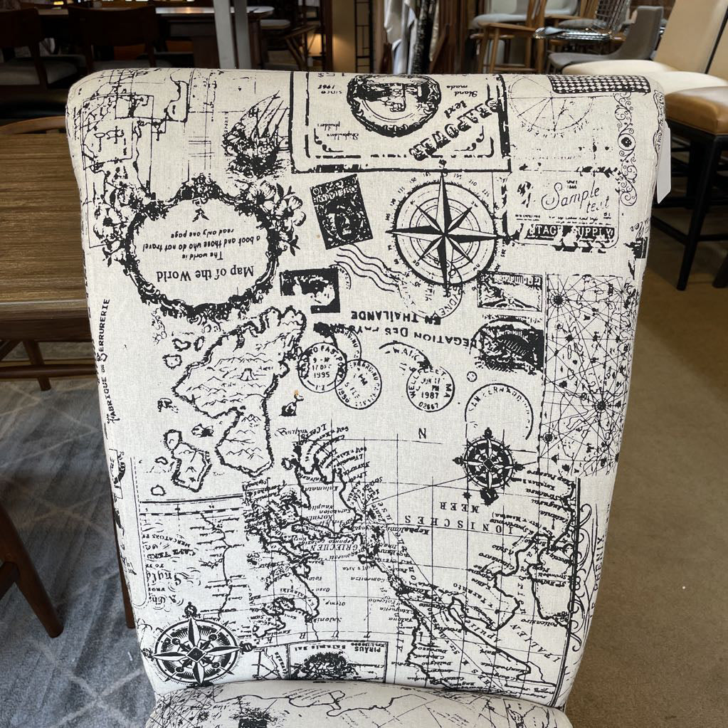 Black and White Map Print Dining Chair SET of 6
