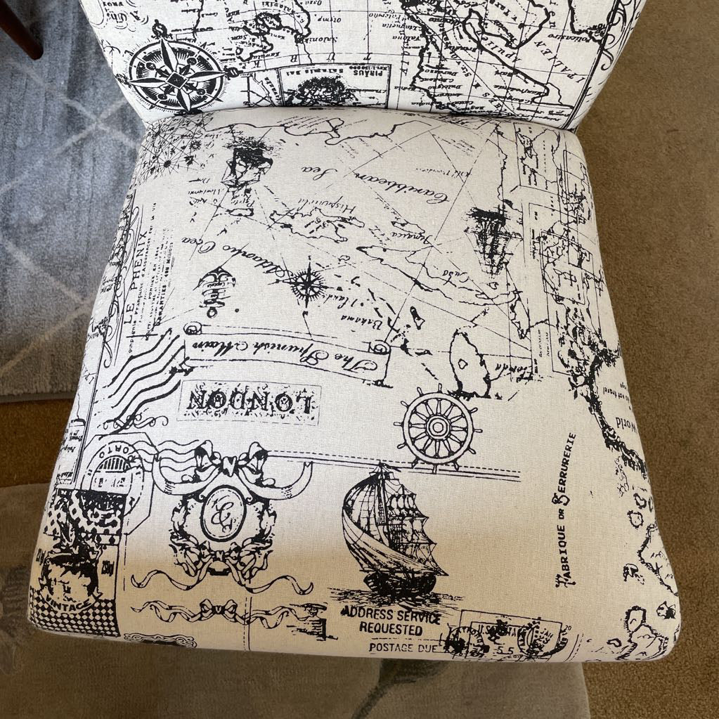 Black and White Map Print Dining Chair SET of 6