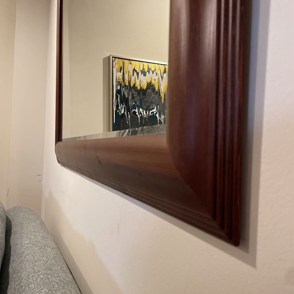 Lg. Dark Pine Frame Beveled Mirror