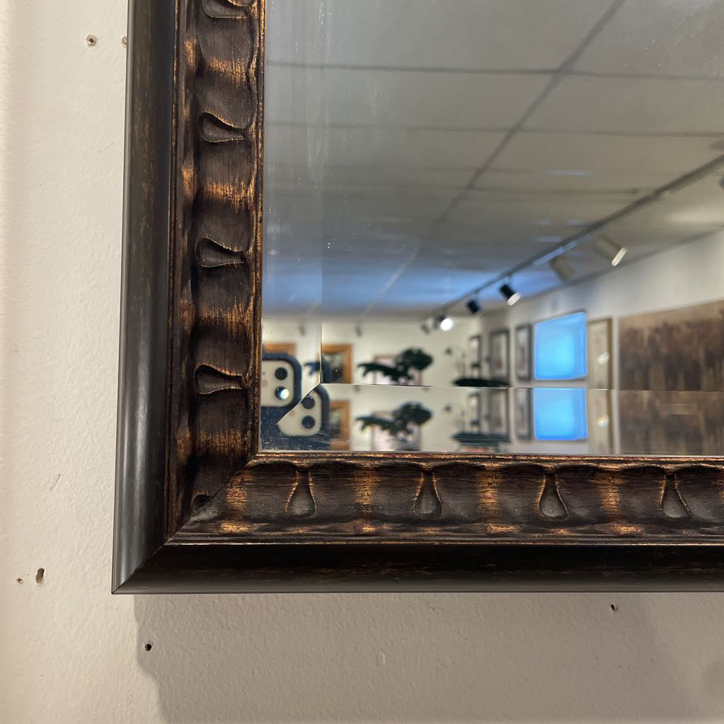 Lg. Antiqued Copper Tone Beveled Mirror
