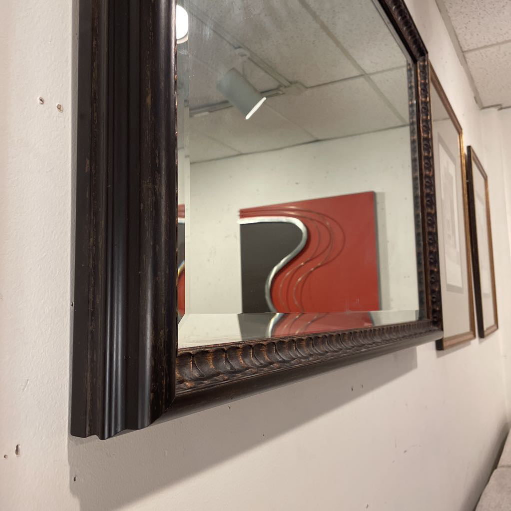 Lg. Antiqued Copper Tone Beveled Mirror