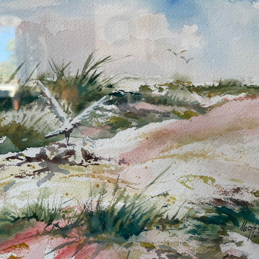 ORIGINAL MaryAnn Adams (local artist) "Dune Seagulls" ART