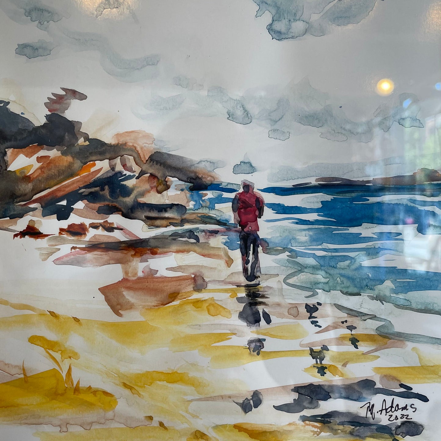 ORIGINAL MaryAnn Adams (local artist) "Lone Beach Walk"