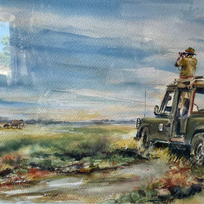 ORIGINAL MaryAnn Adams (local artist) "Elephant Sighting" (Kenya)