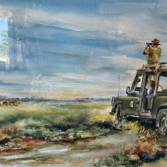 ORIGINAL MaryAnn Adams (local artist) "Elephant Sighting" (Kenya)