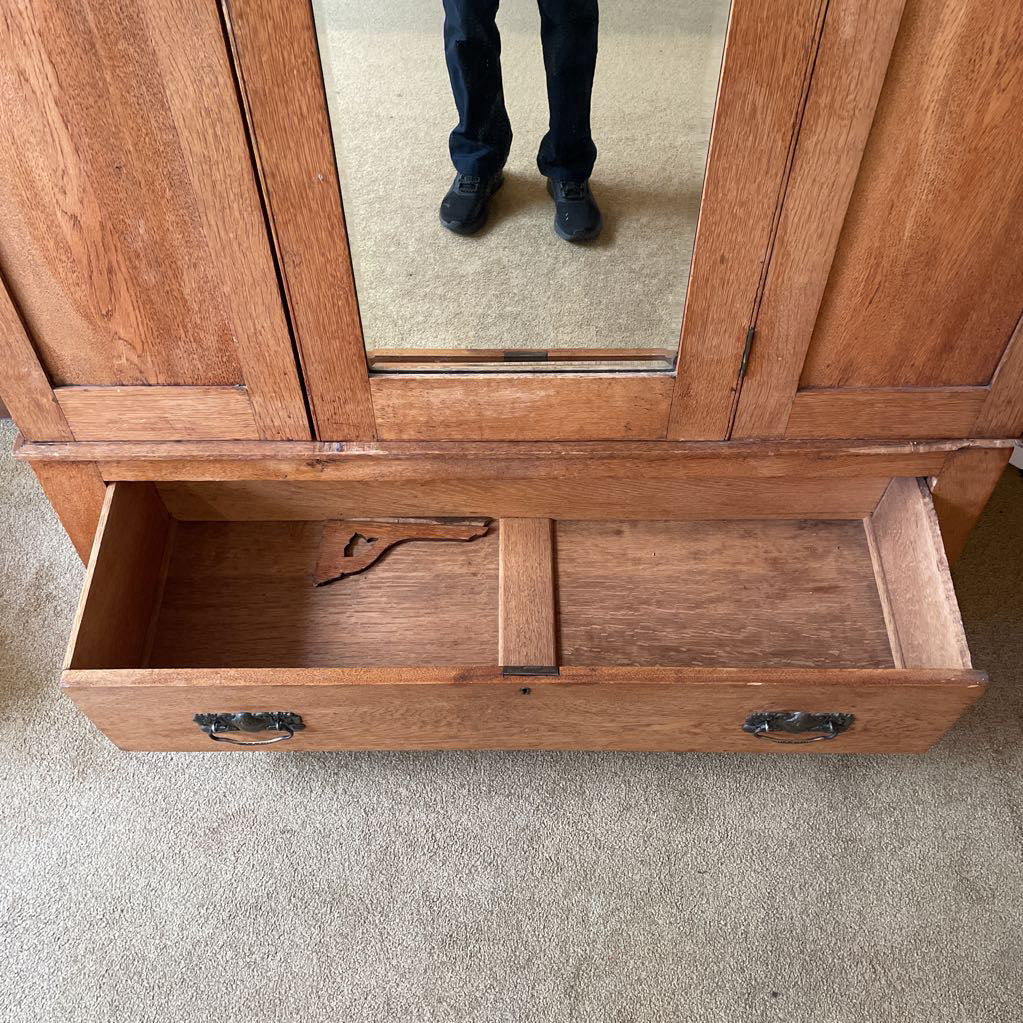 Antique Armoir w/Mirror Door and Bottom Drawer