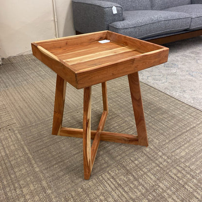 Acacia Wood Tray Top Side Table