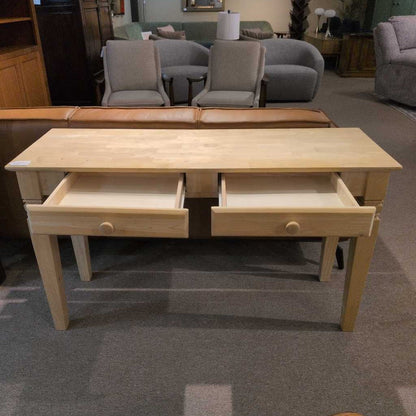 Natural Unfinished 2 Drawer Console