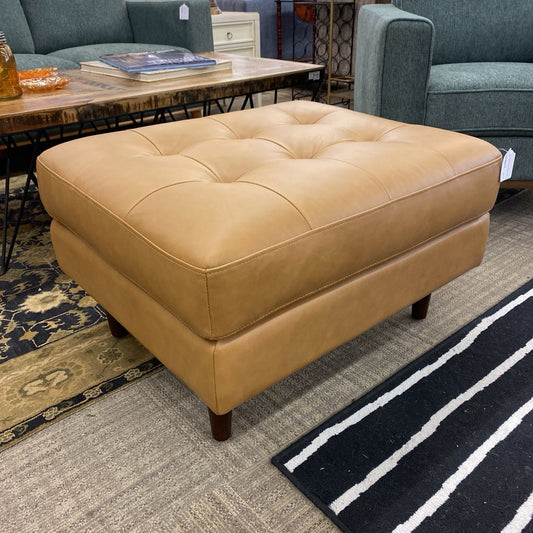 Tan Tufted Leather Ottoman U OTTOMANS