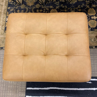 Tan Tufted Leather Ottoman
